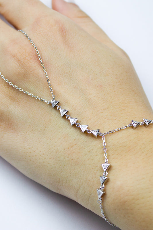 Üçgen Detaylı Taşlı Şahmeran - Silver / 925 Ayar Gümüş