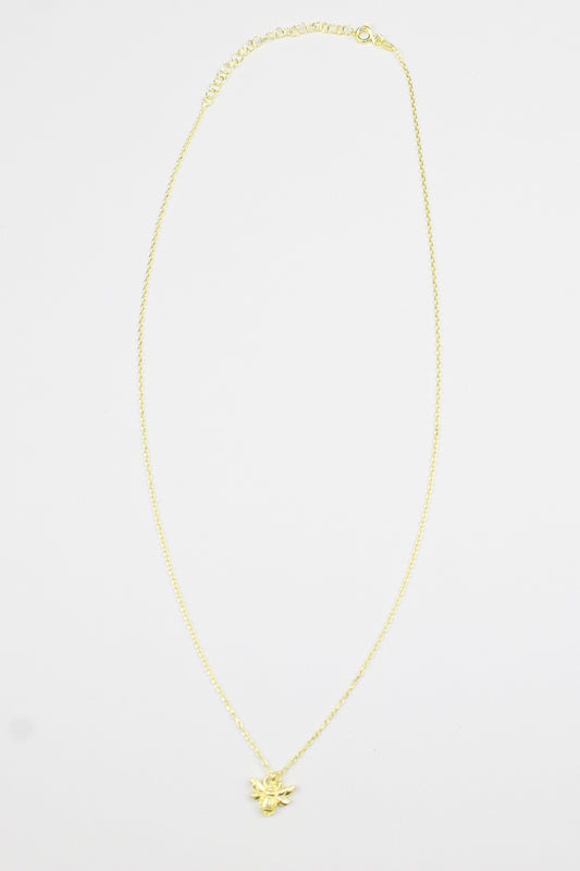 Zincirli Arı Kolye- Gold / 925 Ayar Gümüş