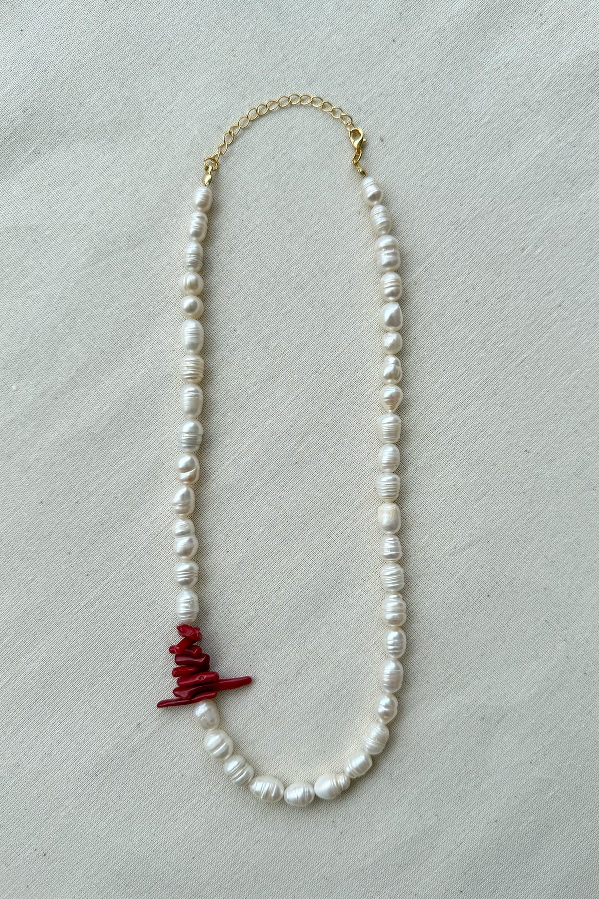 Mercan Detaylı Arpa İnci Kolye / 925 Ayar Gümüş - The Leia