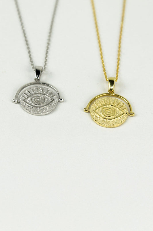 Zincirli Göz Madalyon Kolye / 925 Ayar Gümüş - The Leia