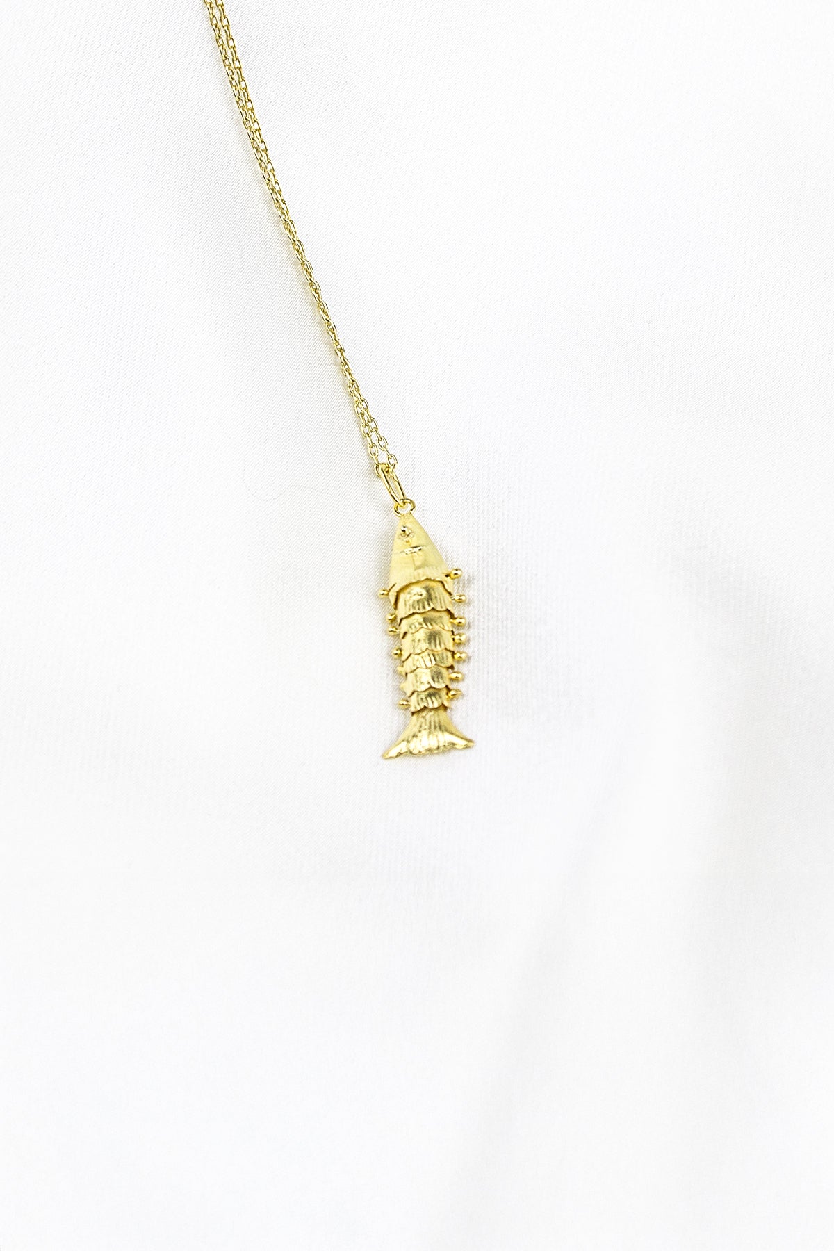 Zincirli Sallanan Balık Kolye - Gold / 925 Ayar Gümüş - The Leia
