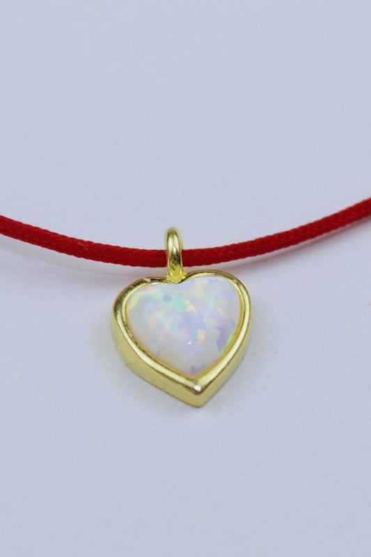 Kırmızı İpli Kalp Kolye / 925 Ayar Gümüş