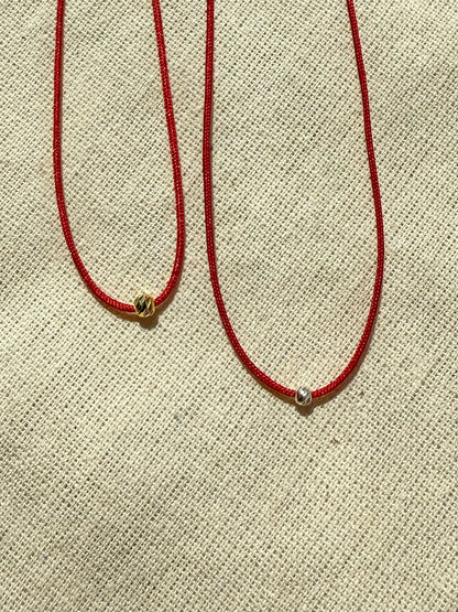 Kırmızı İpli Dorika Kolye / 925 Ayar Gümüş