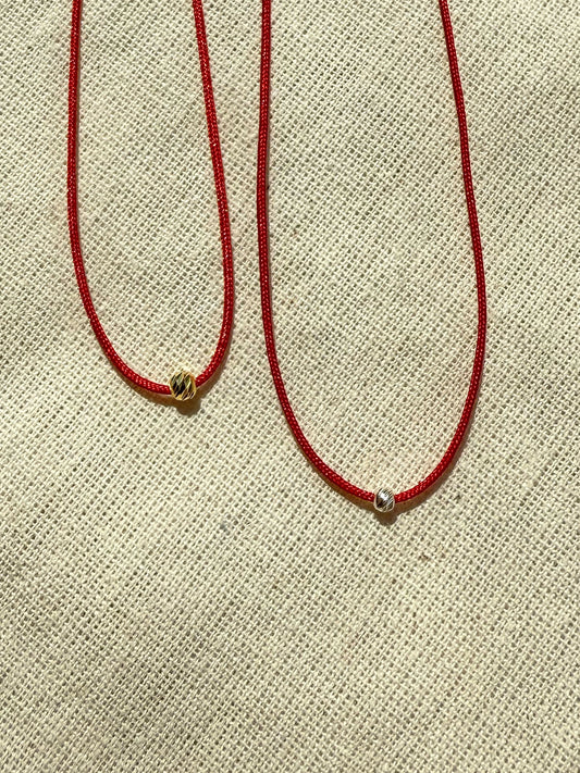 Kırmızı İpli Dorika Kolye / 925 Ayar Gümüş