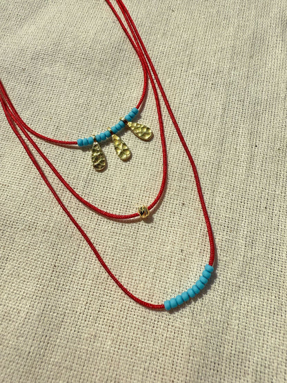 Kırmızı İpli Dorika Kolye / 925 Ayar Gümüş