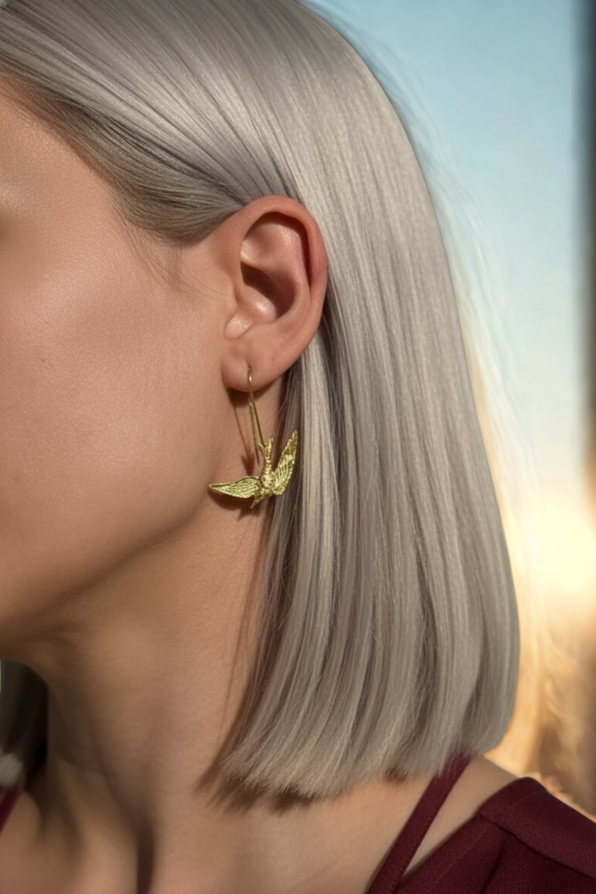 Kuş Küpe / 925 Ayar Gümüş