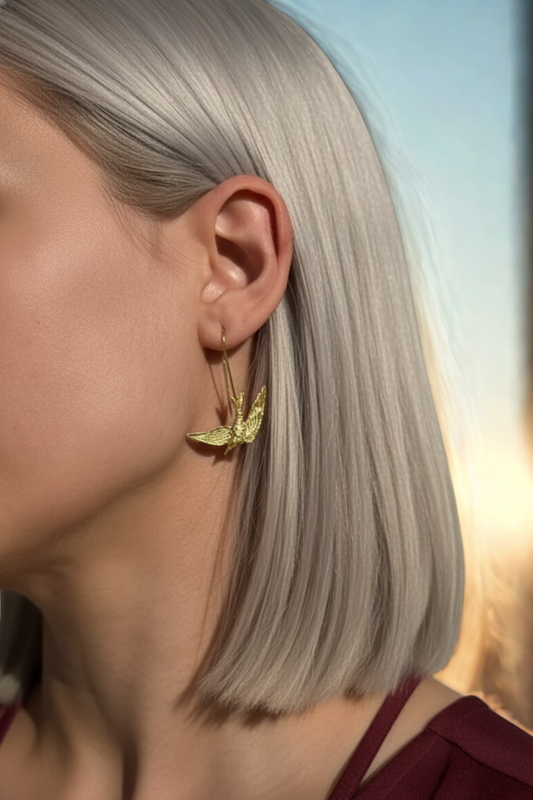 Kuş Küpe / 925 Ayar Gümüş