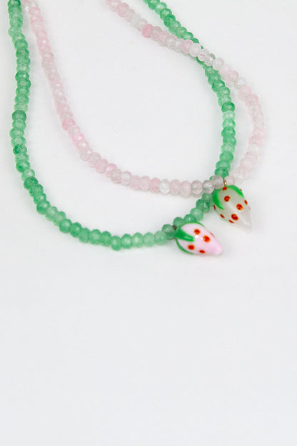 Çilek Murano Pembe Doğal Taş Kolye - The Leia