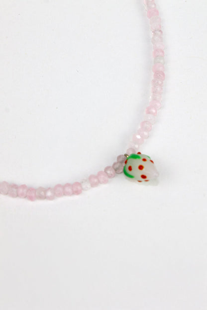 Çilek Murano Pembe Doğal Taş Kolye - The Leia