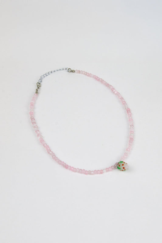 Çilek Murano Pembe Doğal Taş Kolye - The Leia