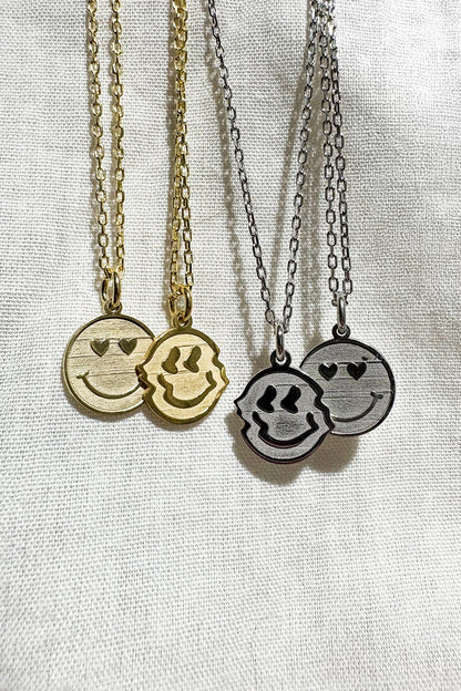 Gümüş Zincirli Smiley Erimiş Surat Silver Kolye / 925 Ayar Gümüş - The Leia