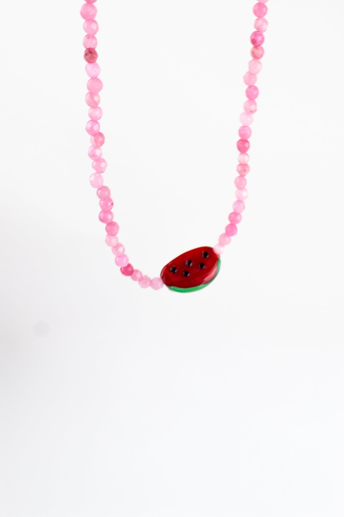 Karpuz Murano Pembe Doğal Taş Kolye - The Leia