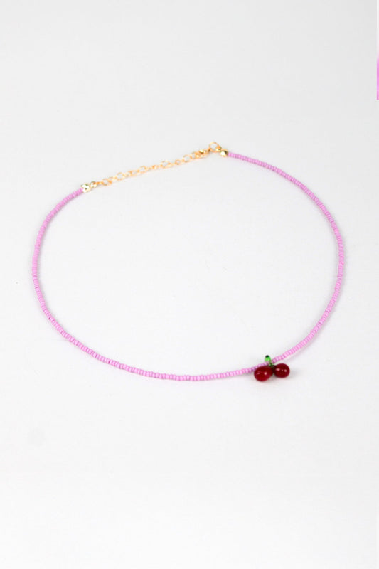 Kiraz Murano Cam Minimal Pembe Kolye - The Leia