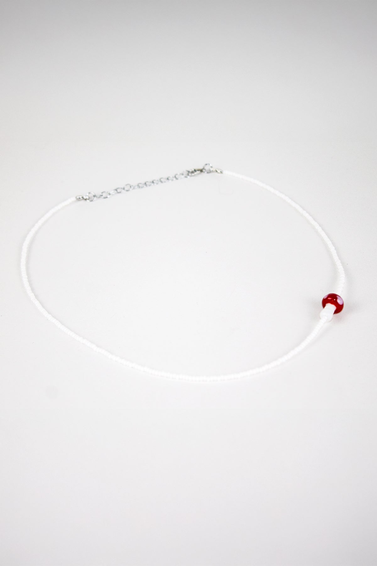 Mantar Murano Minimal Beyaz Boncuklu Kolye - The Leia