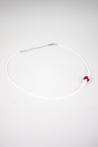 Mantar Murano Minimal Beyaz Boncuklu Kolye - The Leia