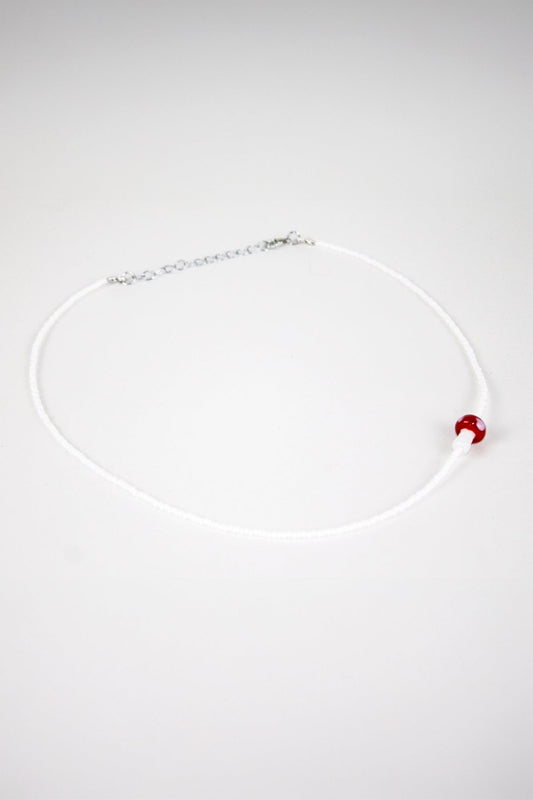 Mantar Murano Minimal Beyaz Boncuklu Kolye - The Leia