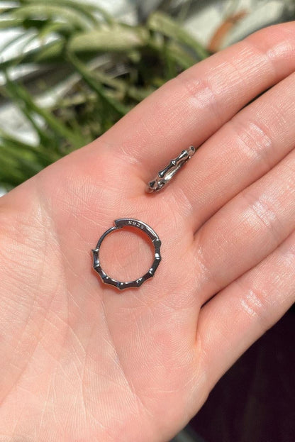 Vintage Kemik Halka Gümüş Küpe | 925 Ayar Gümüş